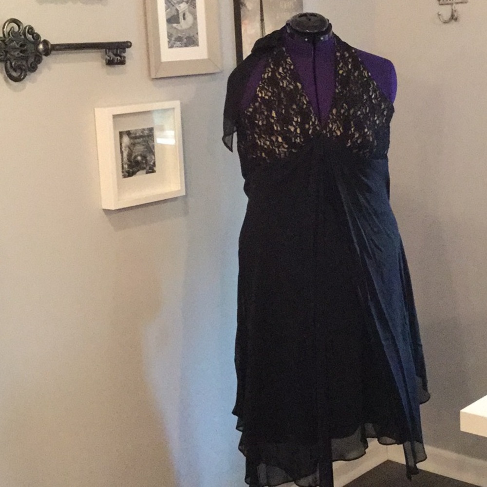 Black with lace halter cocktail dress